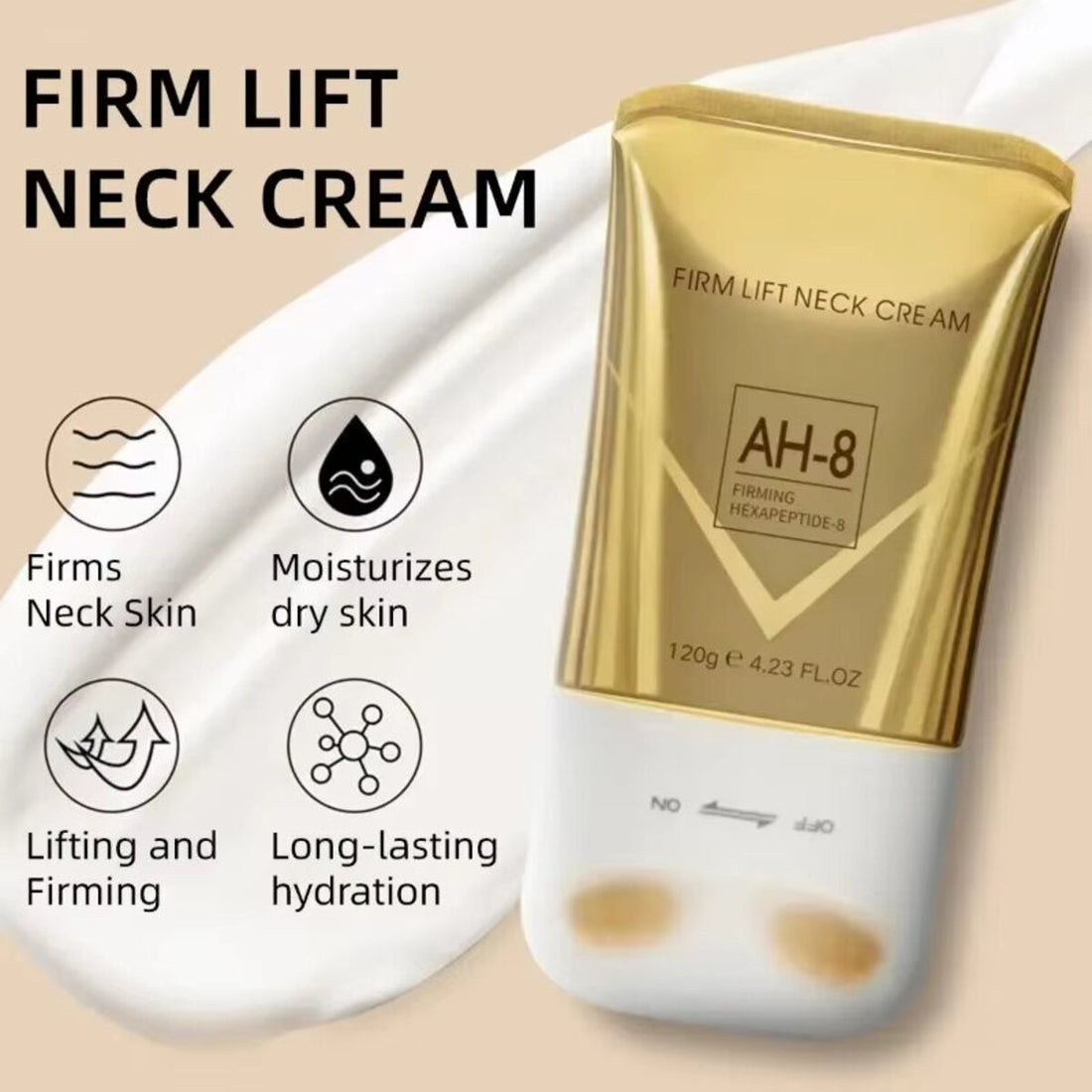 Neck Firming Cream with Roller Applicator - Anti-Aging Moisturizer with AH-8 & Ceramides 15152385261894-1