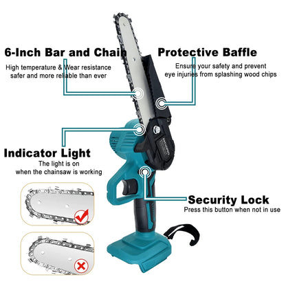 Cordless Electric Chainsaw - Lightweight, Ergonomic Design & Ideal for Effortless Pruning and Trimming 9952493404481-1