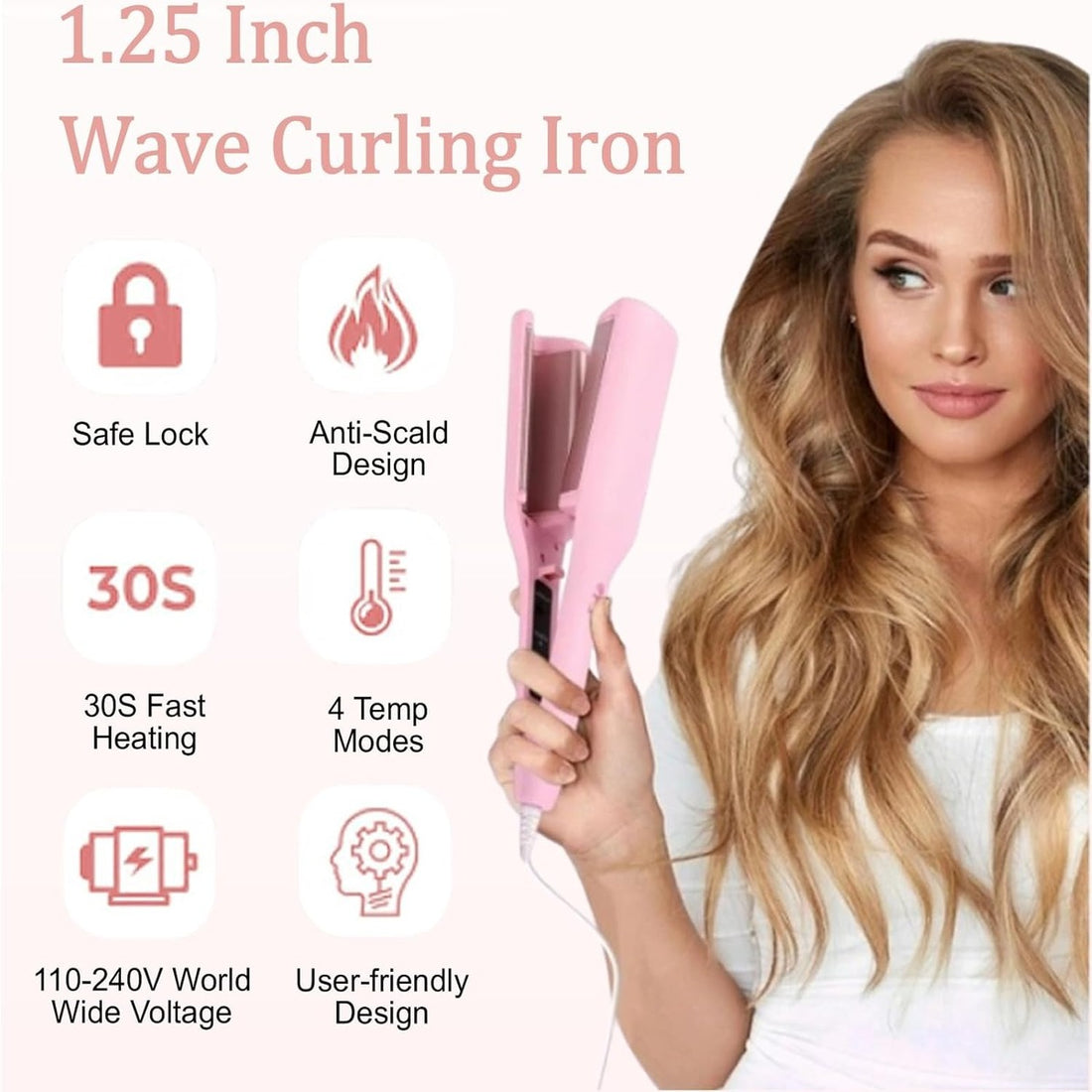 Automatic Curling Wand Creates Beachy Waves Easily For Relaxed Styled Hair 9195961778502-1