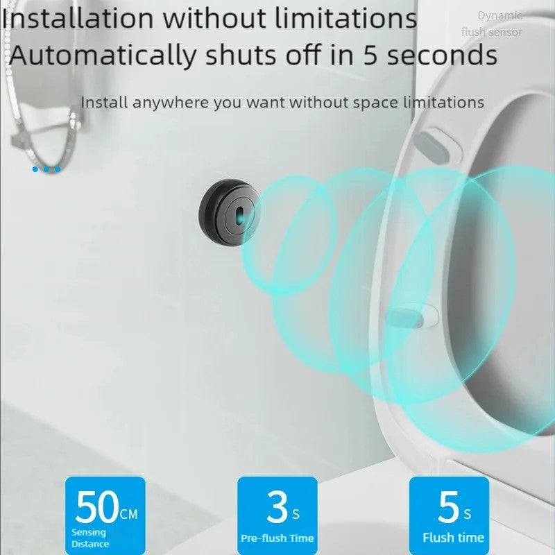 Touchless Intelligent Auto-Flush Sensor - Adjustable Automatic Motion Sensor Toilet Flush Kit Powered by Batteries 7974825361606-1