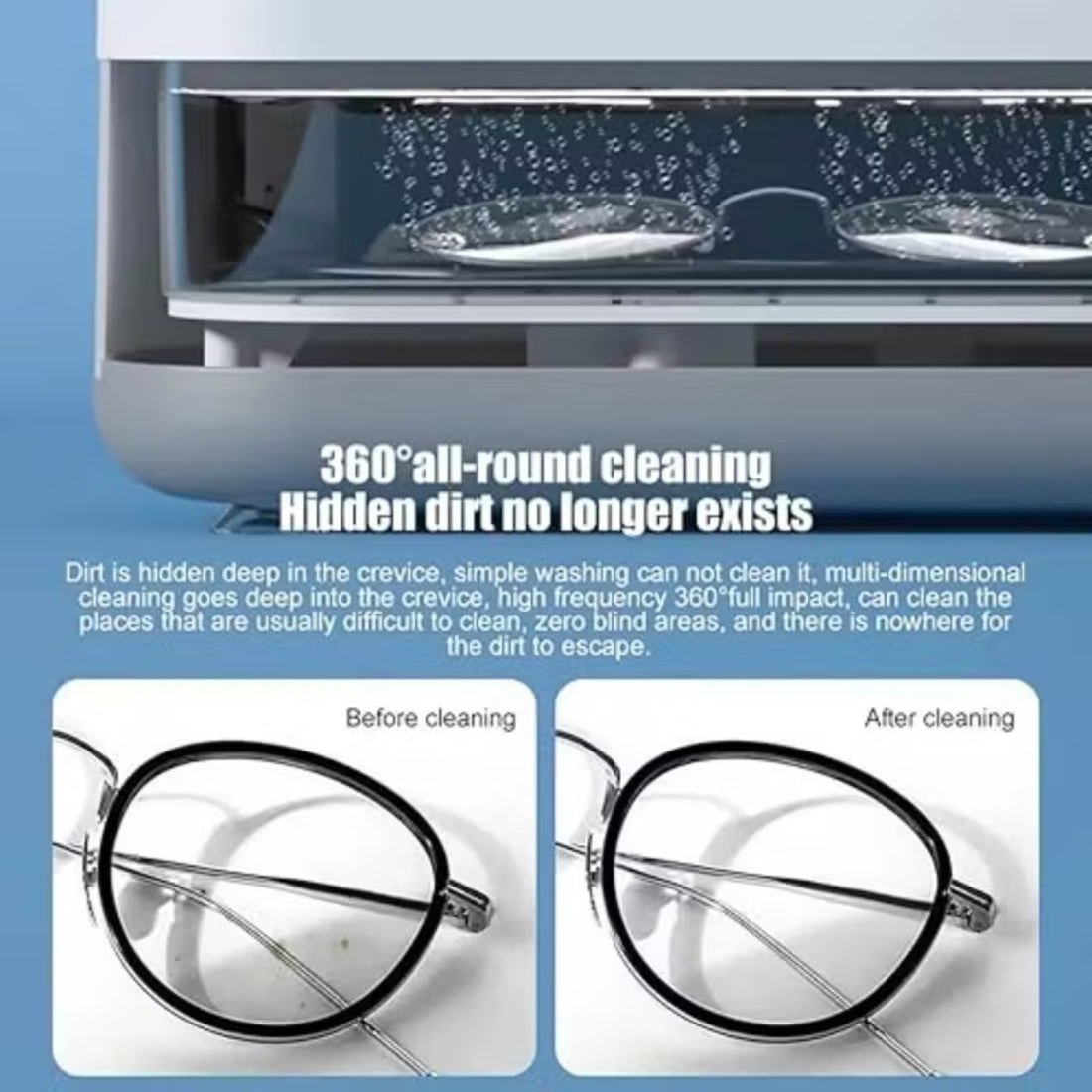 Ultrasonic Cleaning Device - Gentle, Efficient & Versatile for Jewelry, Glasses, Watches, and Dentures 9922172322113-1