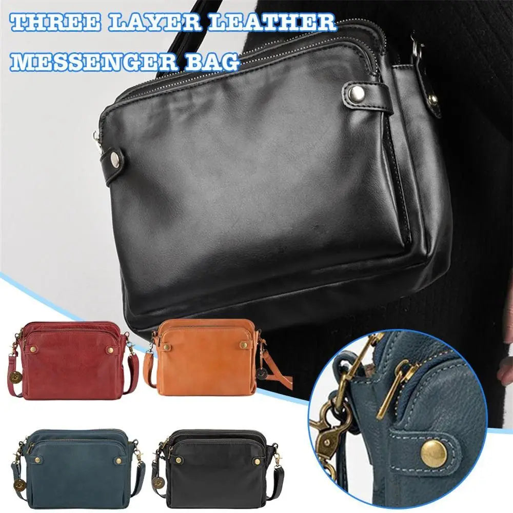 Three-Layer Leather Crossbody Shoulder & Clutch Bag 8490856546606-1