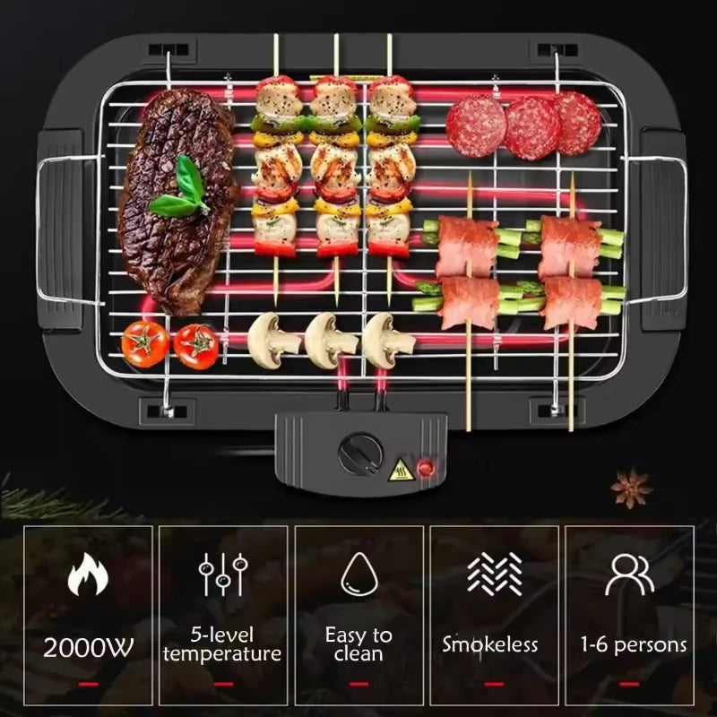 2000W Table Top Electric Grill For Home Bbq