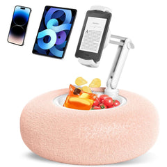 Fuzzy Pillow Phone Holder With Built-In Snack Bowl