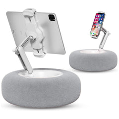 Fuzzy Pillow Phone Holder With Built-In Snack Bowl