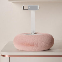 Fuzzy Pillow Phone Holder With Built-In Snack Bowl