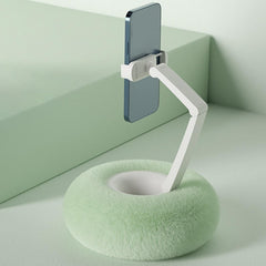 Fuzzy Pillow Phone Holder With Built-In Snack Bowl