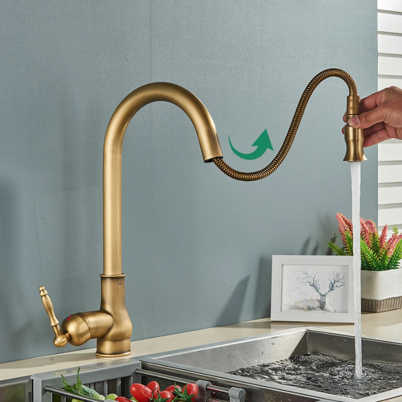 Vintagetap Antique Brass Kitchen Tap – Retro Style Mixer Faucet With Swivel Spout 10128629530902-1