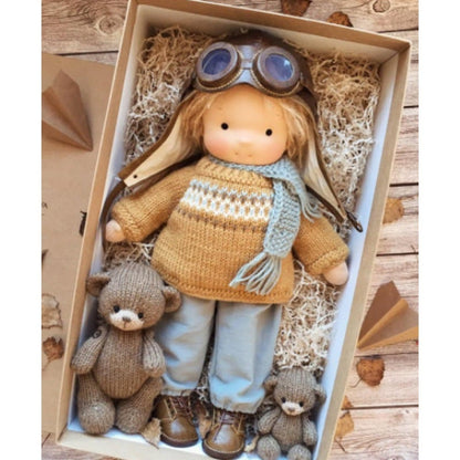 Gift for Kids-Handmade Waldorf Doll 8959340413209-1