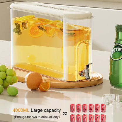 Refrigerator Cold Water Dispenser - 4L Fruit Tea Jug with Tap for Home Beverages V888-ELOSUNG11991