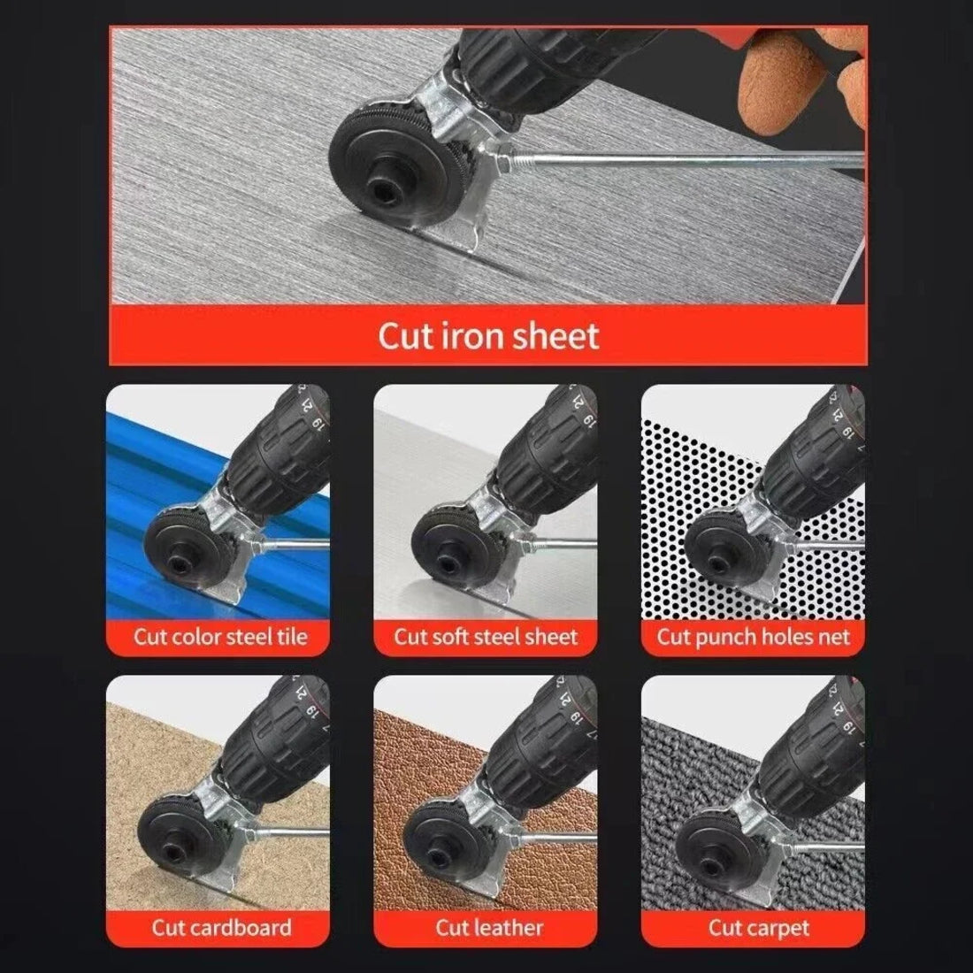 Electric Drill Plate Cutter - Metal Nibbler Drill Attachment with Adapter 7767666786502-1