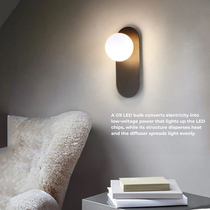 Nordic Golden LED Wall Lamp – 9W G9 Bulb Wall Sconce for Bedroom, Living Room, and Bathroom - Neutral Light
