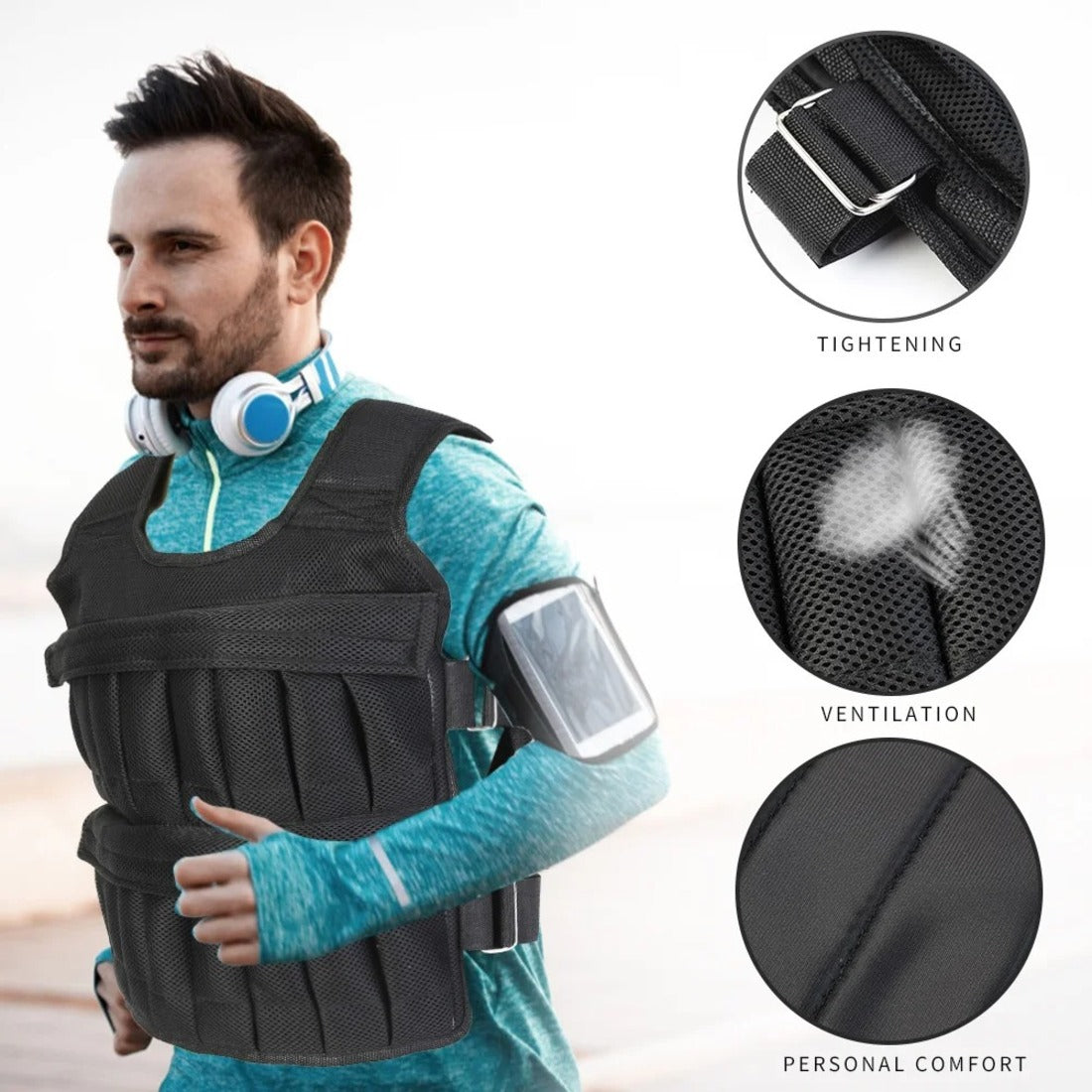 Exercise Weight Vest - 20Kg Adjustable Exercise Loading Weight Vest for Fitness Training 7812353196230-1