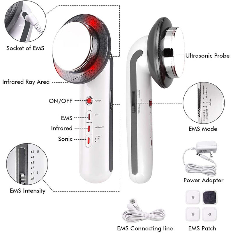 3-In-1 Ultrasonic Ems Fat Burner Face & Body Massager