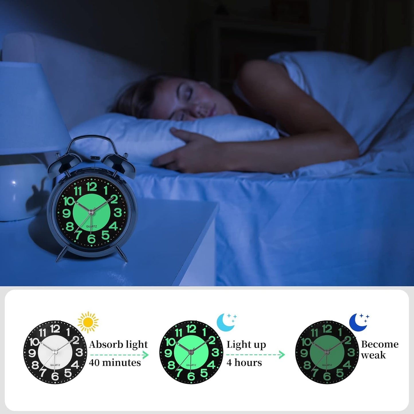 Extra Loud Retro Double Bell Alarm Clock For Heavy Sleepers