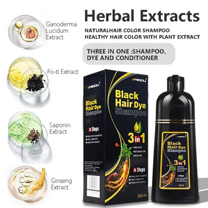 500ml Hair Dye for Dark Hair - Covers Gray, Easy, Nourishing, Long-Lasting 1005008209691281-Black
