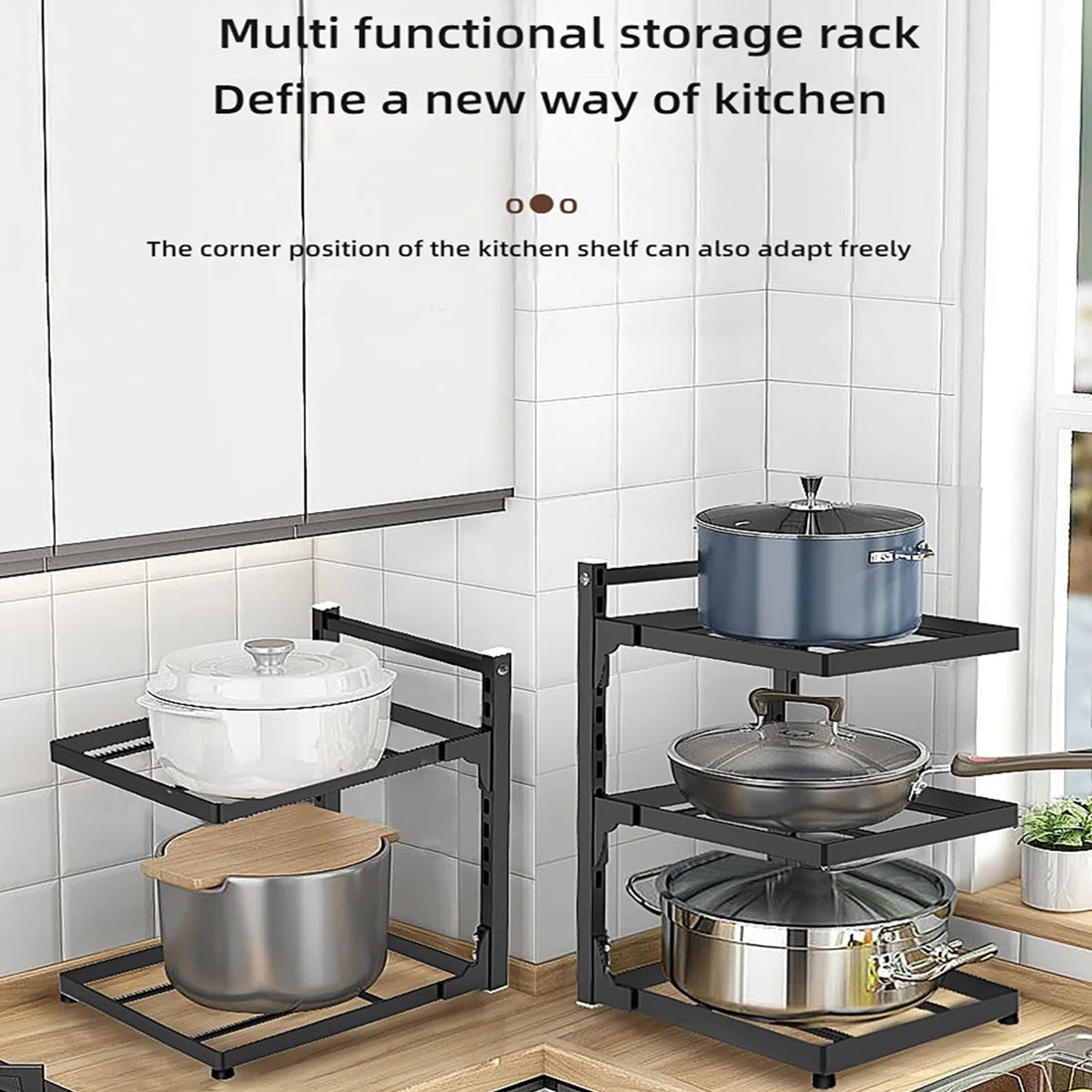 Adjustable Heavy Duty Kitchen Pot Pan Lid Organizer Rack 8571511439671-1