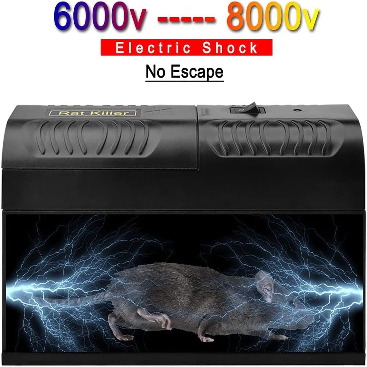 Electric Mouse Trap 6000-8000V - Rat Rodent Cage Trap Reusable Mice Killer Orchard Garden Electronic Pest Control Tool