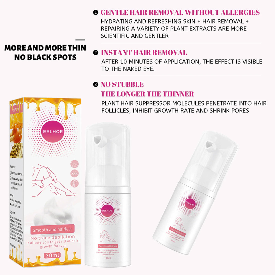 Natural Permanent Hair Removal Spray Gentle Smooth Skin Formula (100ml) 7580712861939-1