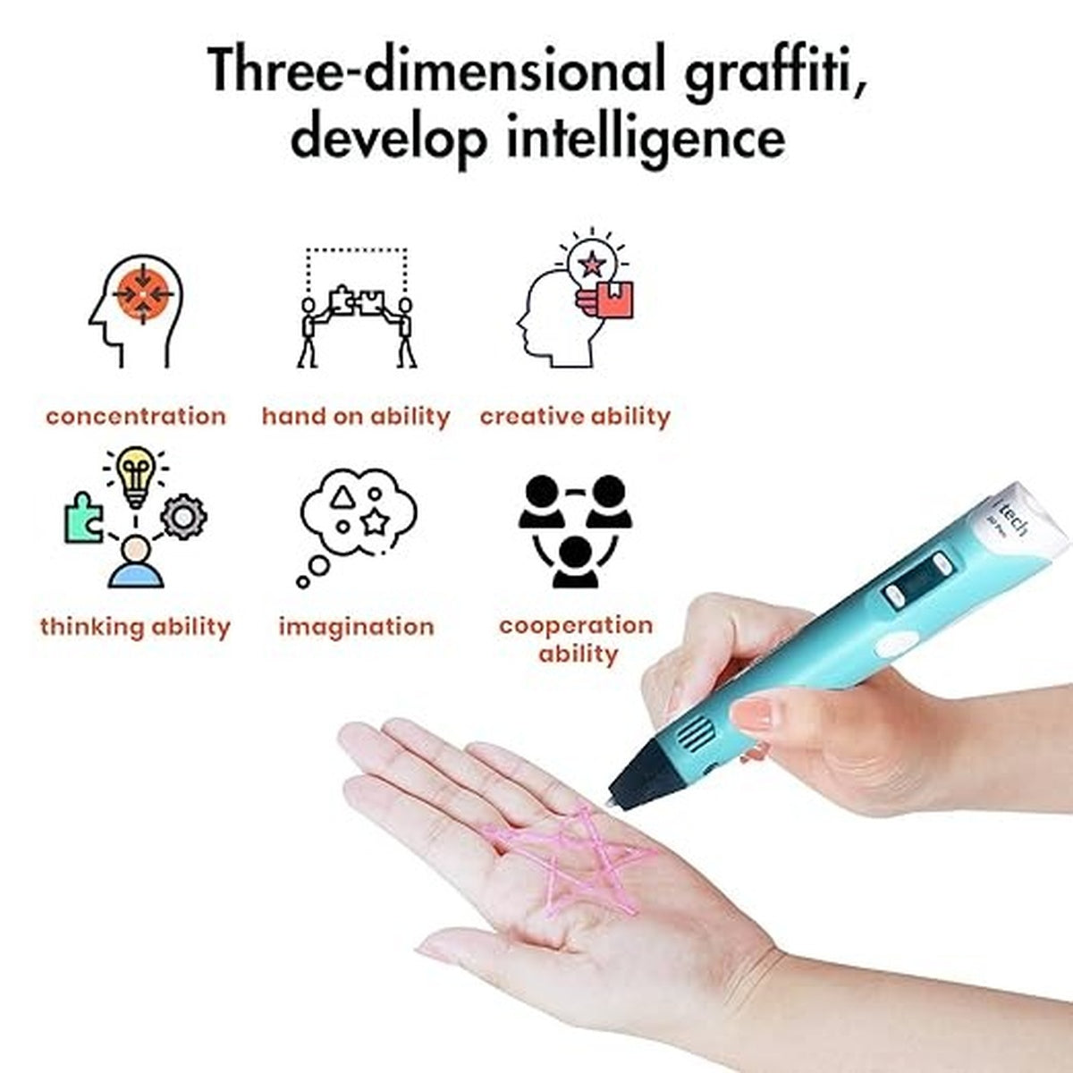 Creative 3D Printing Pen Set with 9 Meter Colorful Filament Bundle 7877390237939-2