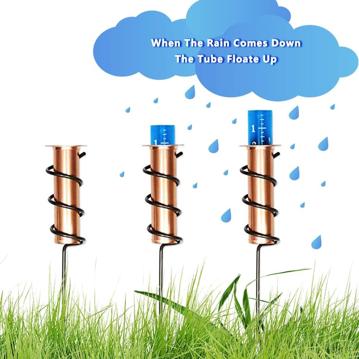 Copper Rain Gauge - Durable, Floating Design for Home Garden & Lawn Water Measurement 9957152260417-1