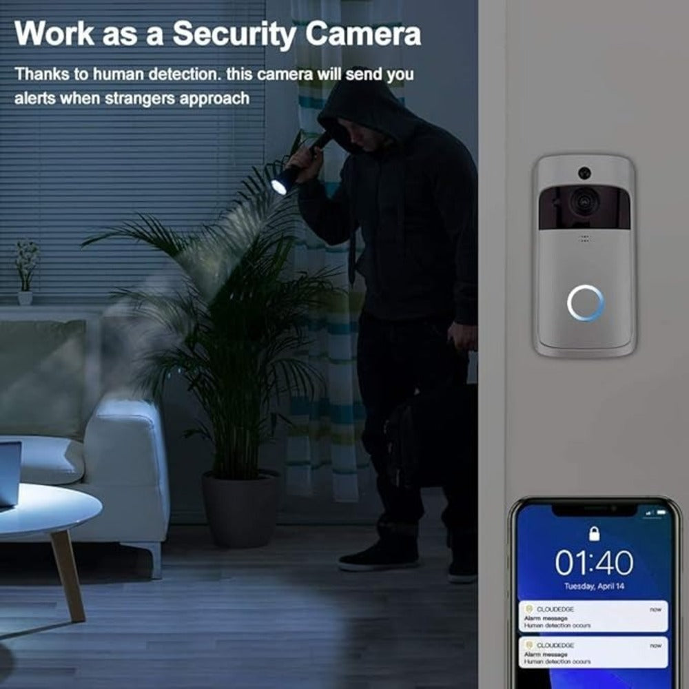 Wireless HD WiFi Video V5 Doorbell - 720P Night Vision, Two-Way Intercom & Motion Alerts for Home Security 9957152129345-1