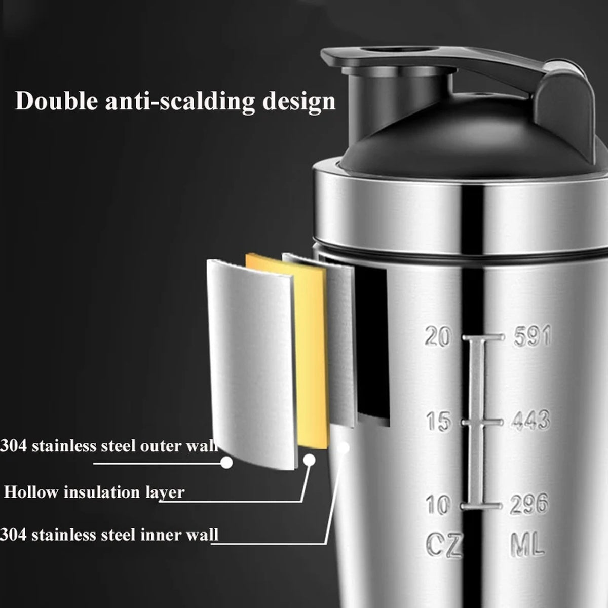 Stainless Steel Protein Shaker Bottle for Mixing Smooth Healthy Drinks 8830069768405-1