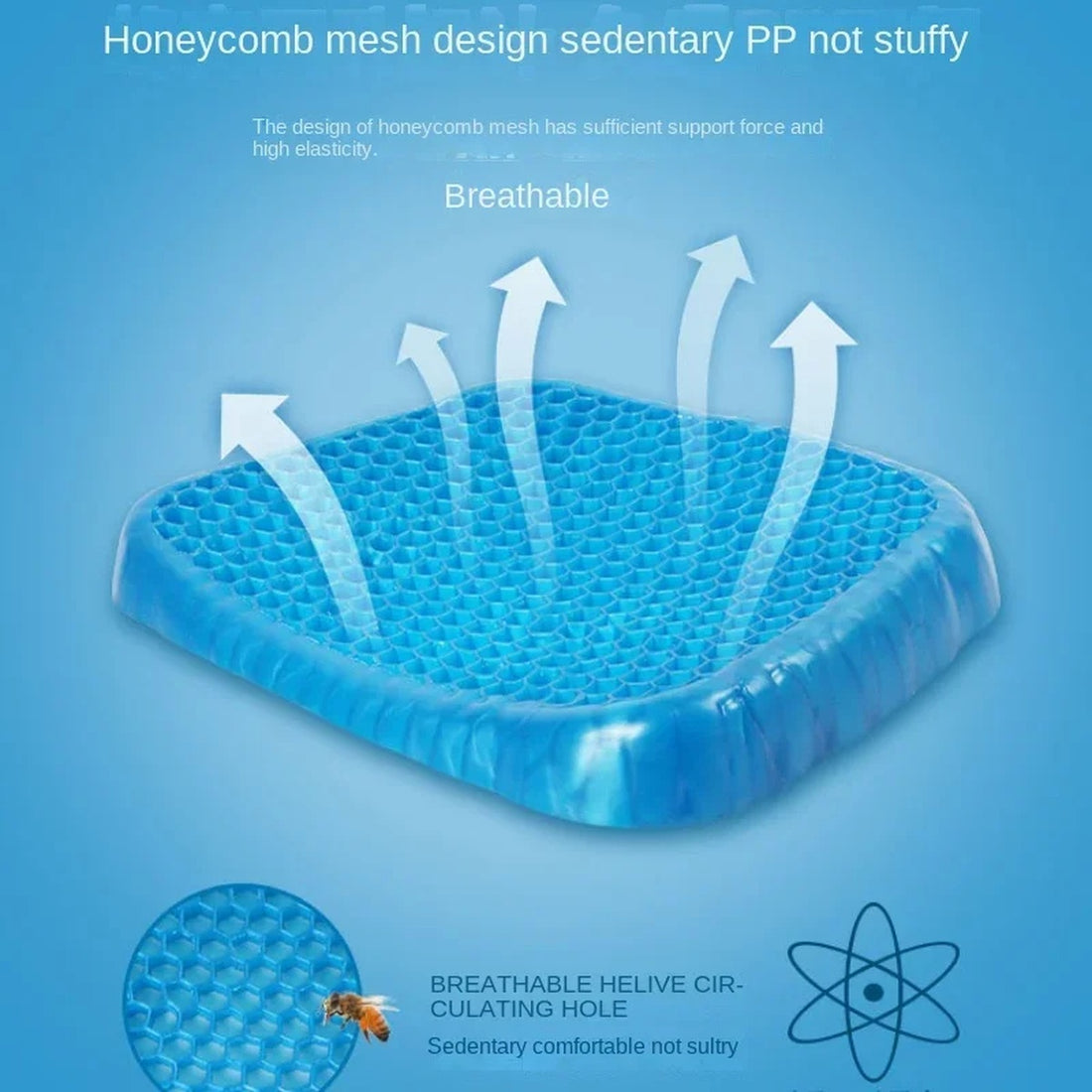 Orthopedic Gel Seat Cushion for Pressure Relief, Tailbone Pain & Lower Back Support - Ideal for Office Chair, Car & Wheelchair Use 9878962929985-1