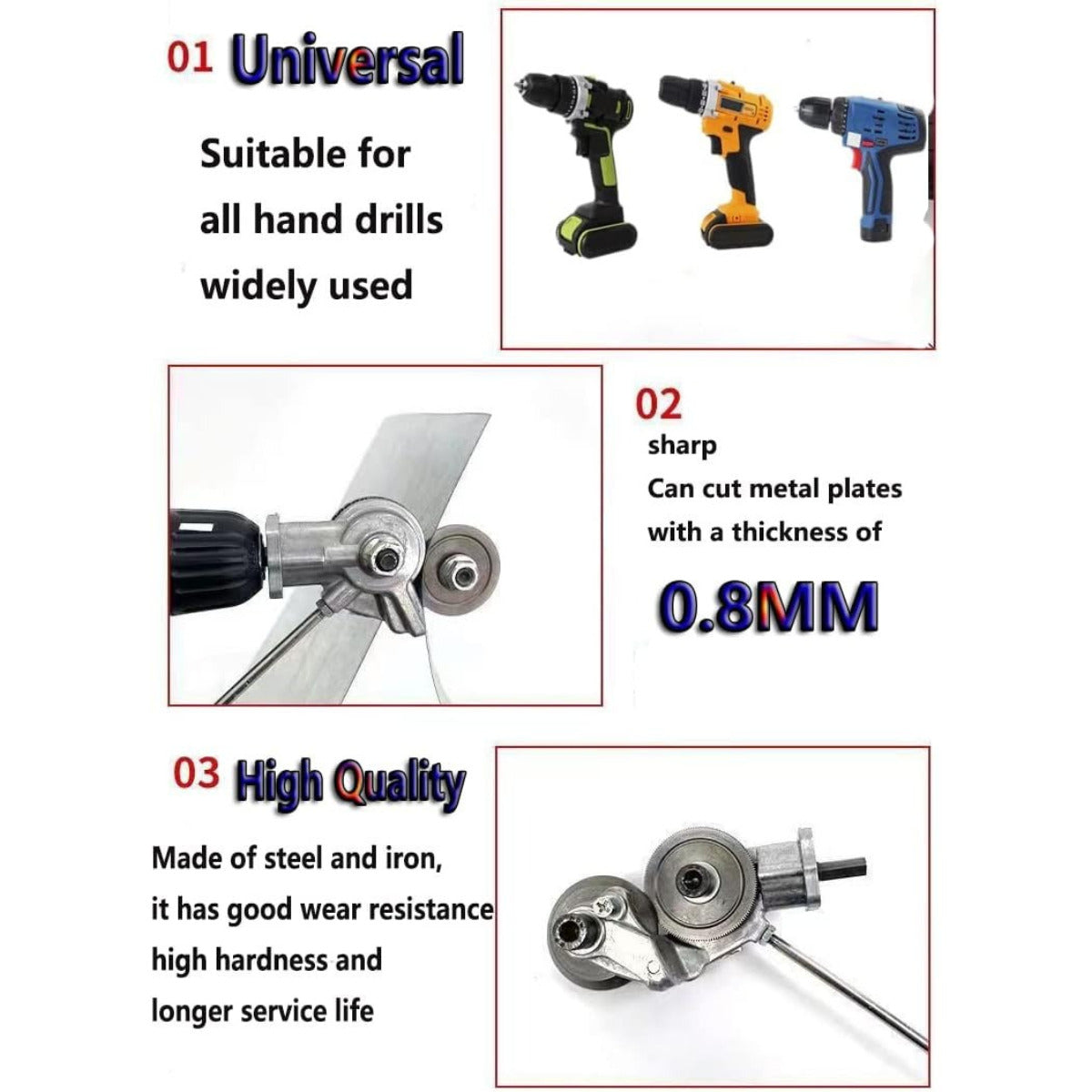 Metal Nibbler Drill Attachment Cutter Tool For Sheet Metal Cutting 8545290584366-1