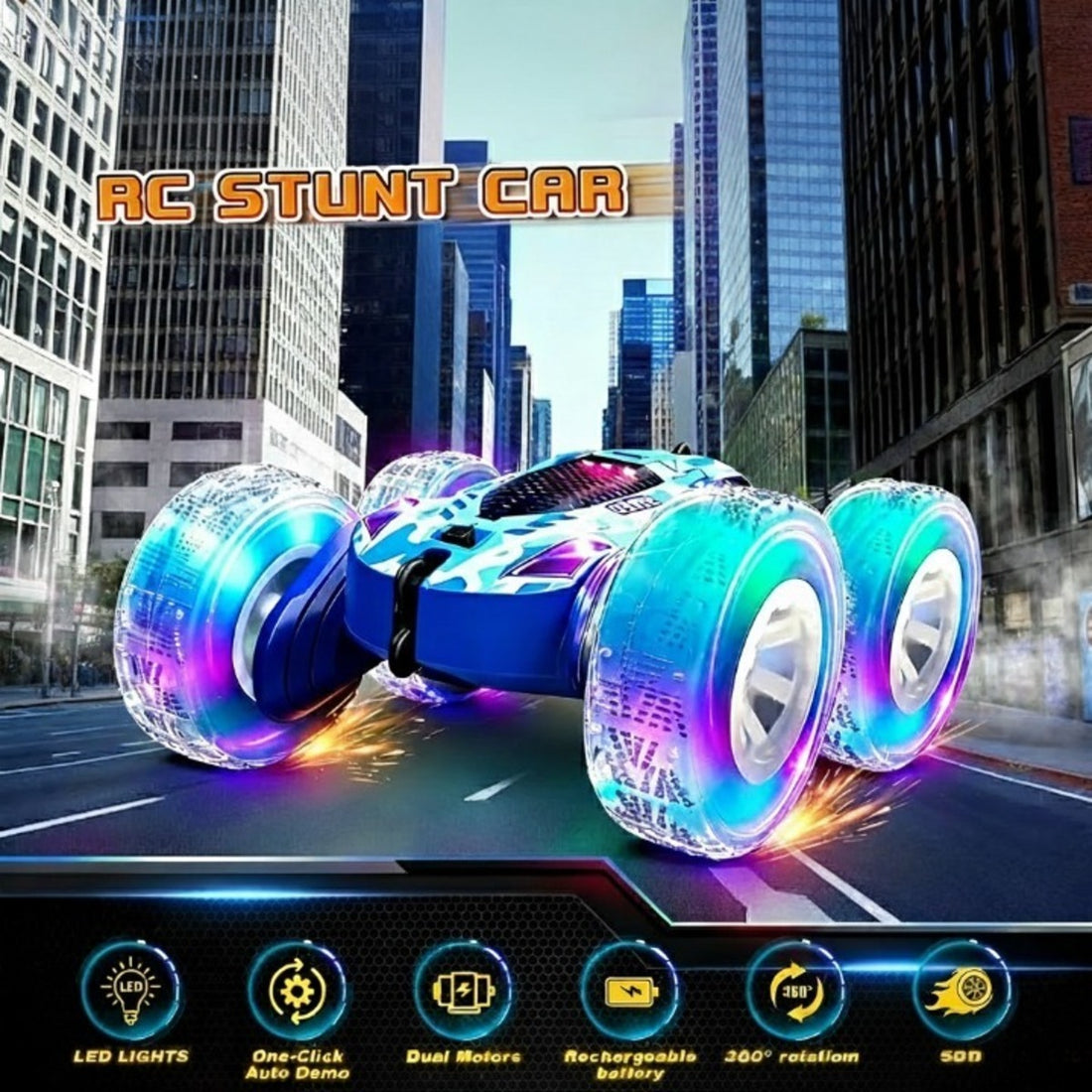 Rc Stunt Car Double Sided Flip 2.4G Remote Control Cars 360¡Ã Rotation Rc Off Road Drift Car Children Gifts For Kids Adults Boys 9751061496115-1