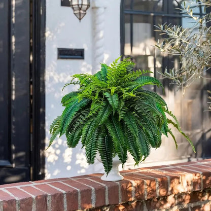 2Pc UV Resistant Artificial Boston Fern - Lifelike, Waterproof & Maintenance for Outdoor Décor 9945609568577-1
