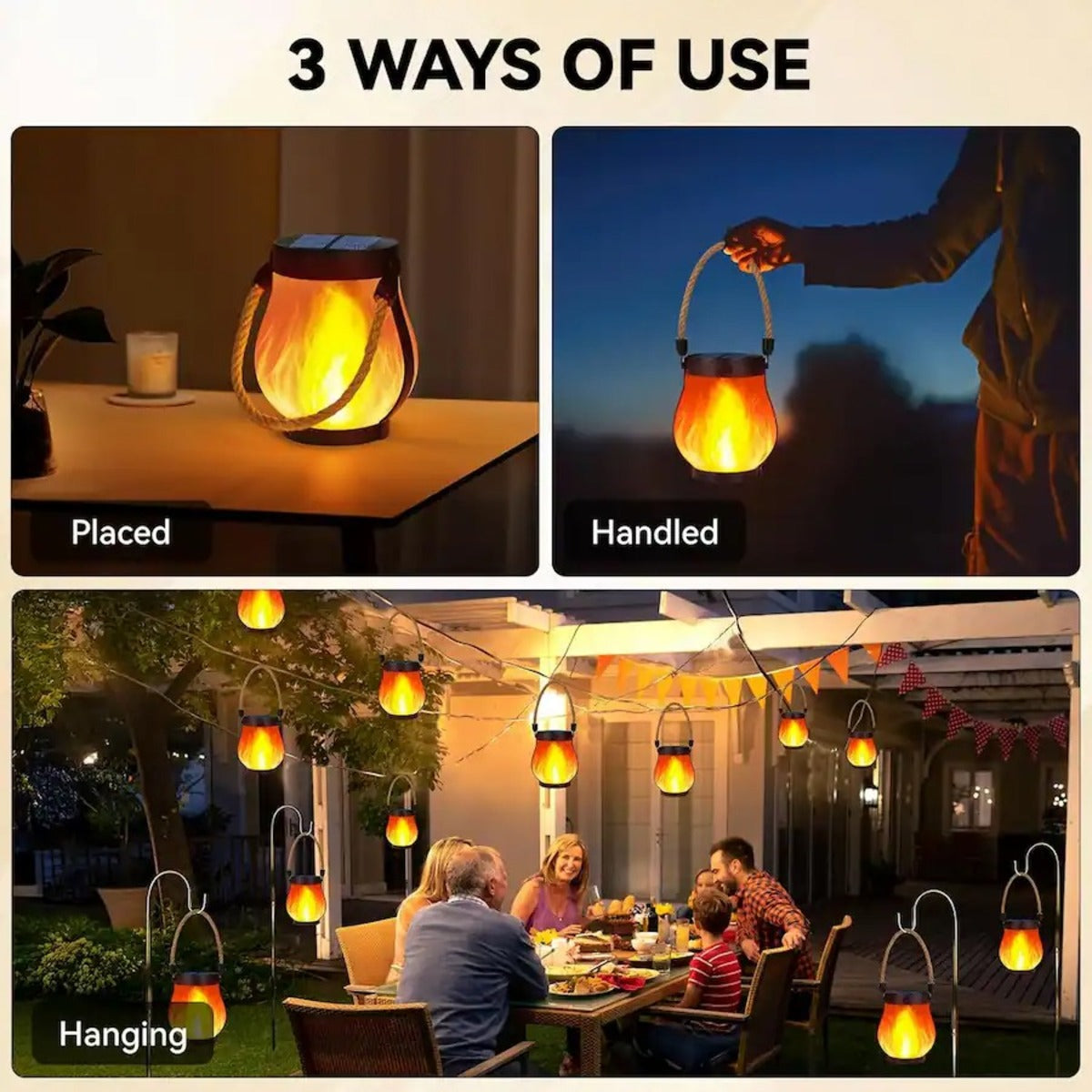 Solar Lantern Outdoor Lamp Waterproof Flame Light For Garden 9213797794035-1