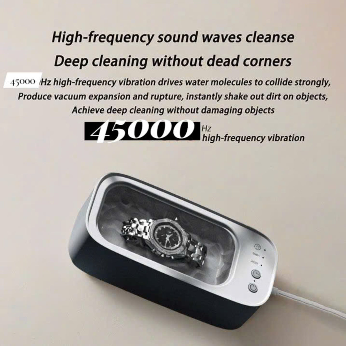 Ultrasonic Cleaning Device - Gentle, Efficient & Versatile for Jewelry, Glasses, Watches, and Dentures 9922172322113-1