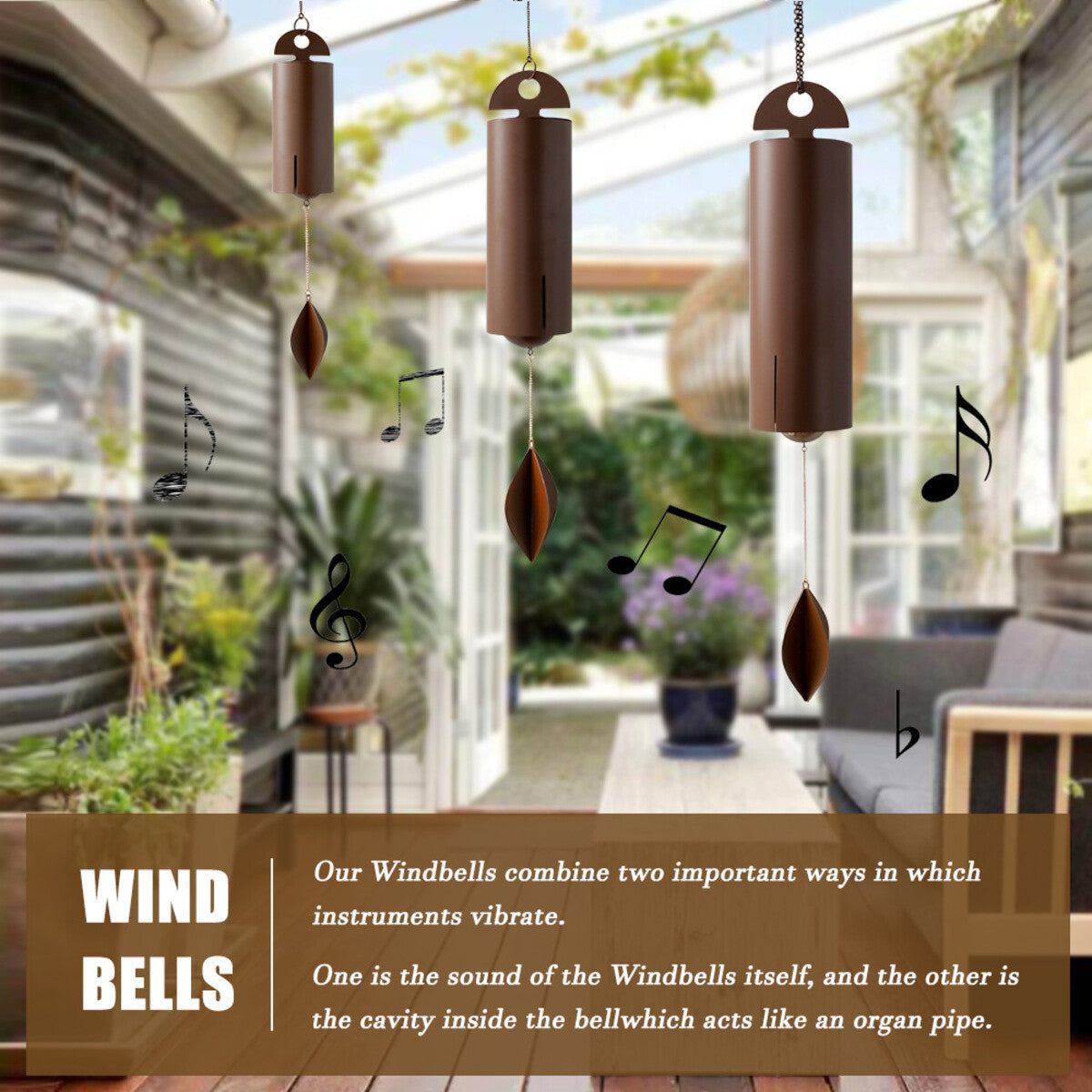 Deep Resonance Serenity Bell - Outdoor Musical Wind Chime and Home Decor (6x6x48CM) 7834118750406-1