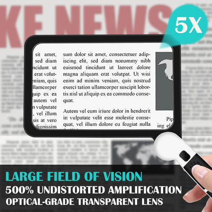 Full-Page Handheld Magnifying Glass – 5X Magnification, LED Lighted Magnifier with 3 Modes 9828296851777-1