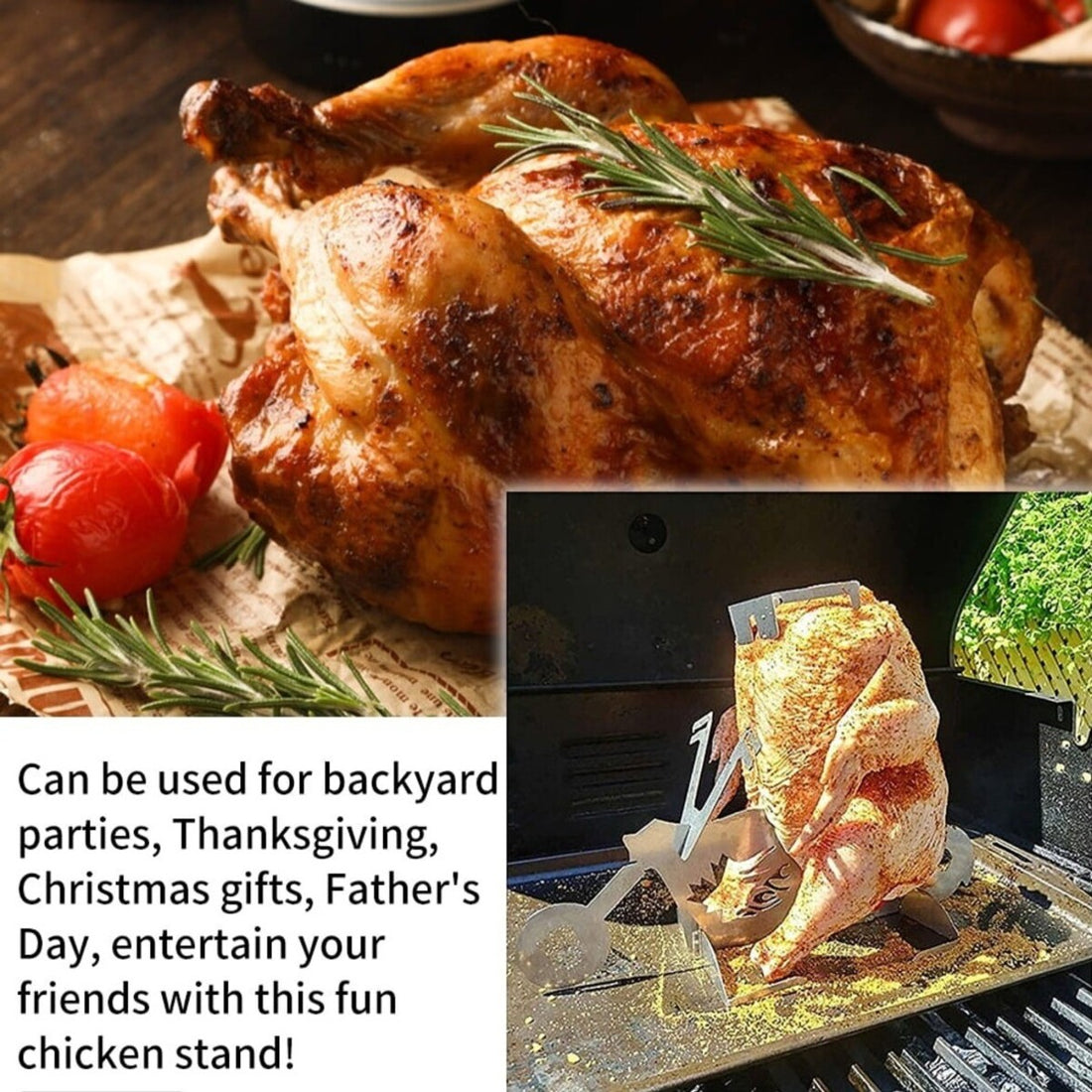 Stainless Steel Chicken Holder Rack For Outdoor BBQ Grill Roasting 6850550300772-1