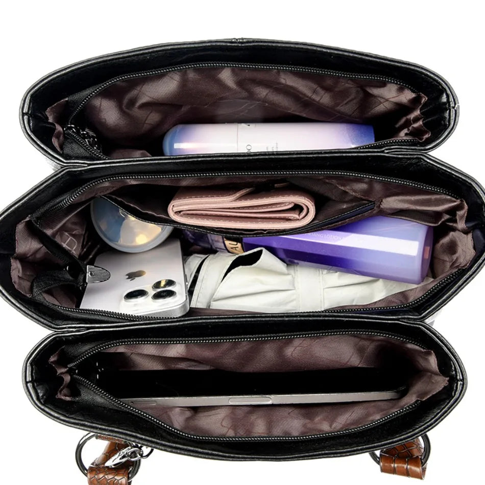Premium Full-Grain Leather Classic Organizer Bag With Adjustable Strap 10110240653658-1