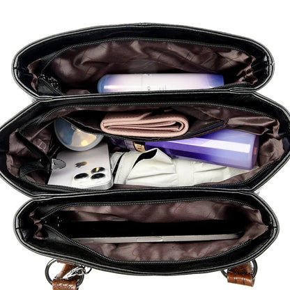 Premium Full-Grain Leather Classic Organizer Bag With Adjustable Strap 10110240653658-1