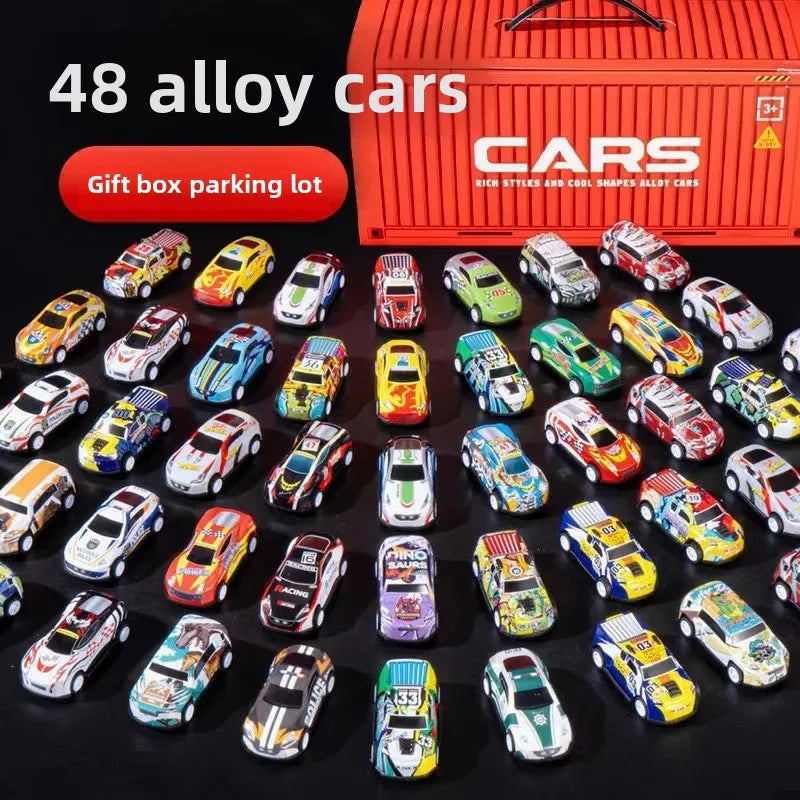 48 Mini Pull-Back Cars With Built-In Garage Set 10322074403127-1