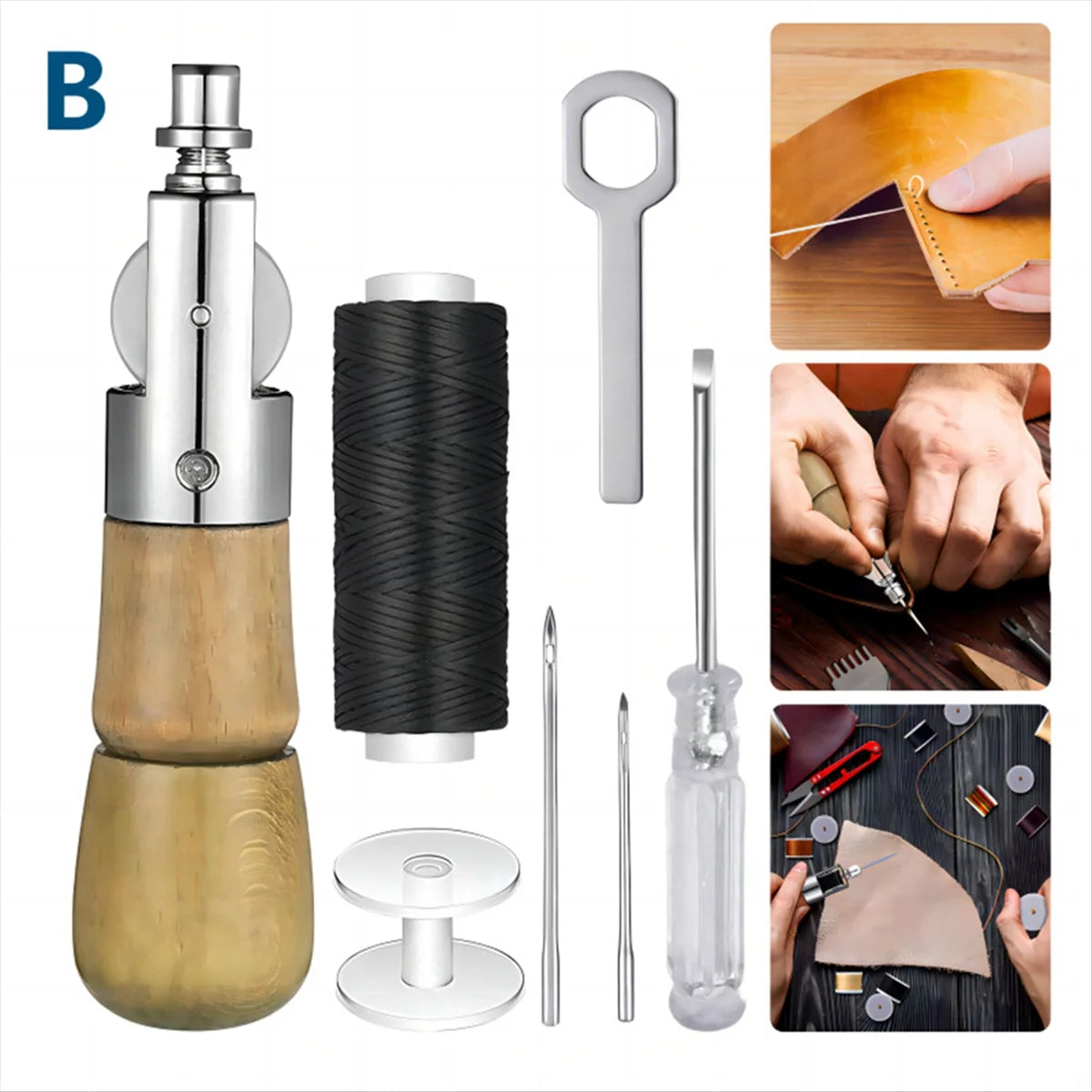 Professional Leather Stitching Tool Set For Craft Repair Handwork Projects 11529519497484-1