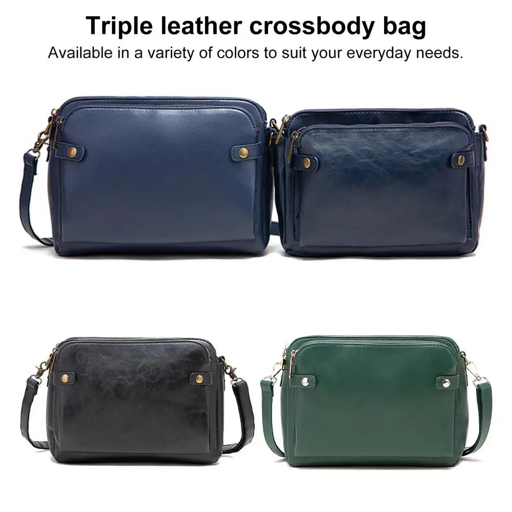 Three-Layer Leather Crossbody Shoulder & Clutch Bag 8490856546606-1