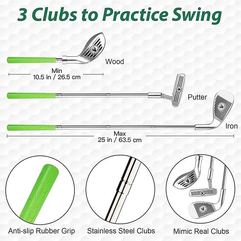 Swingiq – Adjustable Children'S Golf Set With Telescopic Clubs, 3 Balls & 2 Targets For Children Aged 3–8 Years 10590817845512-1