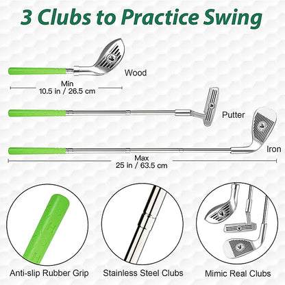 Swingiq – Adjustable Children'S Golf Set With Telescopic Clubs, 3 Balls & 2 Targets For Children Aged 3–8 Years 10590817845512-1