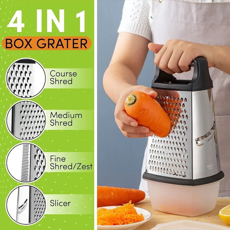 Professional Stainless Steel Box Grater For Cheese Vegetables And Fruits 6851422290020-1