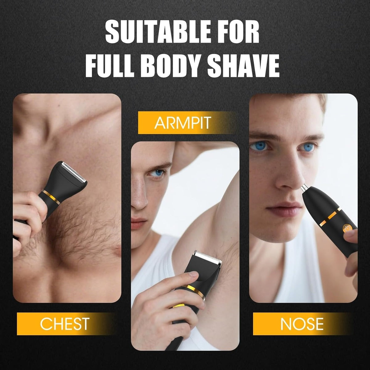 3 in 1 Waterproof Body Groin Trimmer for Men 10667563811150-1