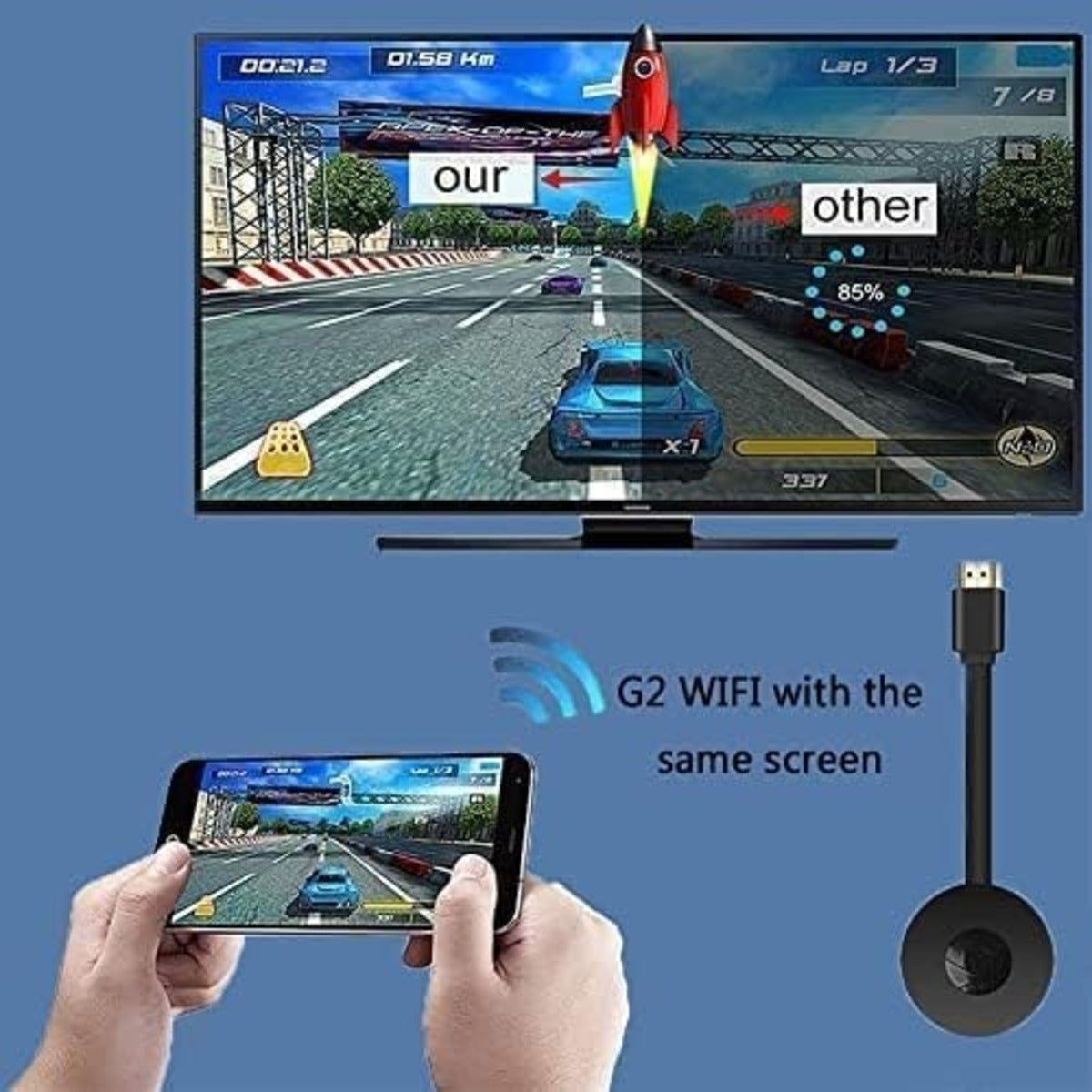 Wireless HDMI Display Adapter - 1080P WiFi Screen Mirroring for Android, iOS, Windows & Mac 15152383820102-1