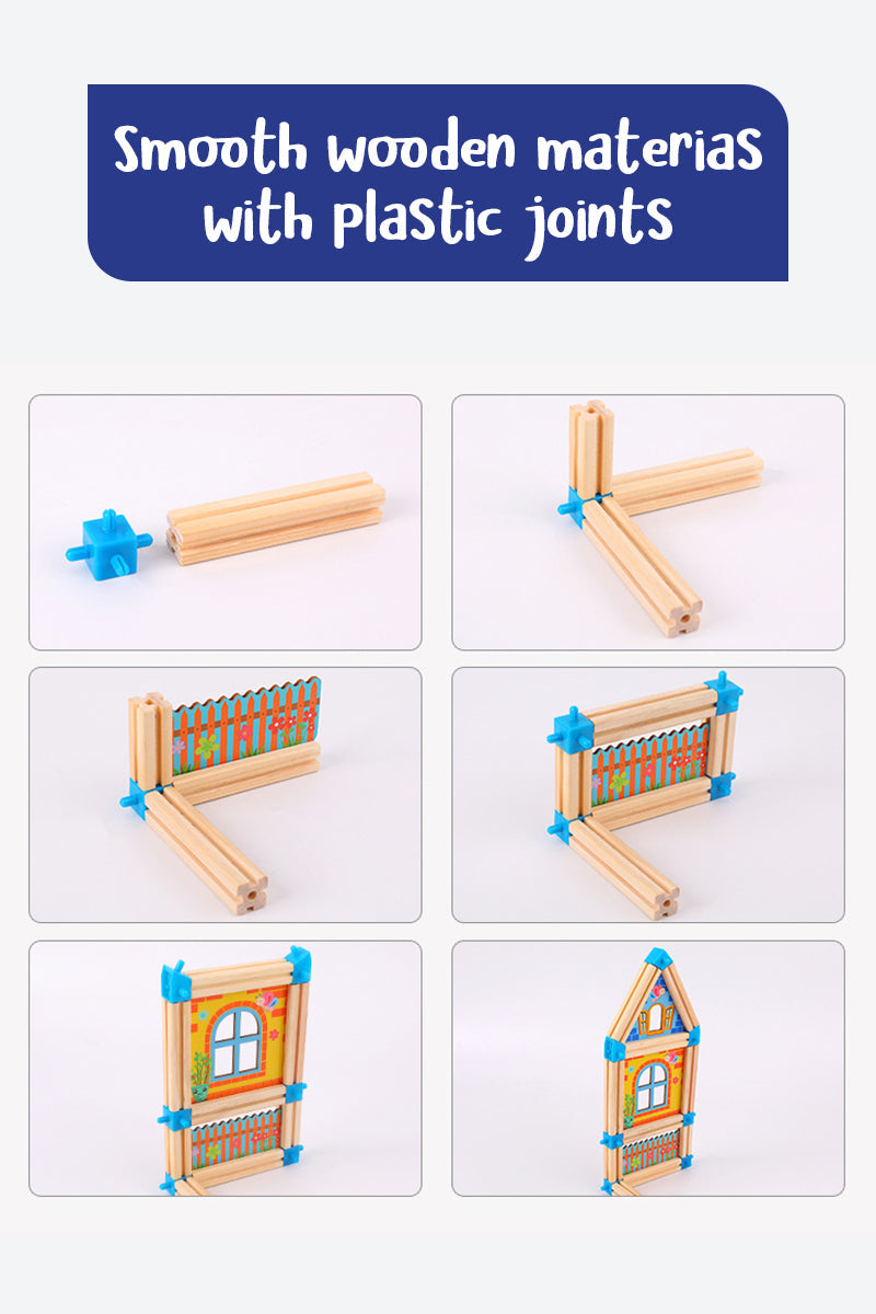 Wooden Building Blocks Castle