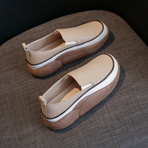 Women'S Thick Sole Low-Cut Leather Shoes