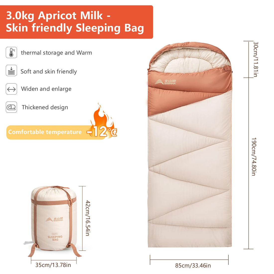 Ultralight Camping Sleeping Bag for 4 Season Use - Warm Cotton 1005008096974559-White-3