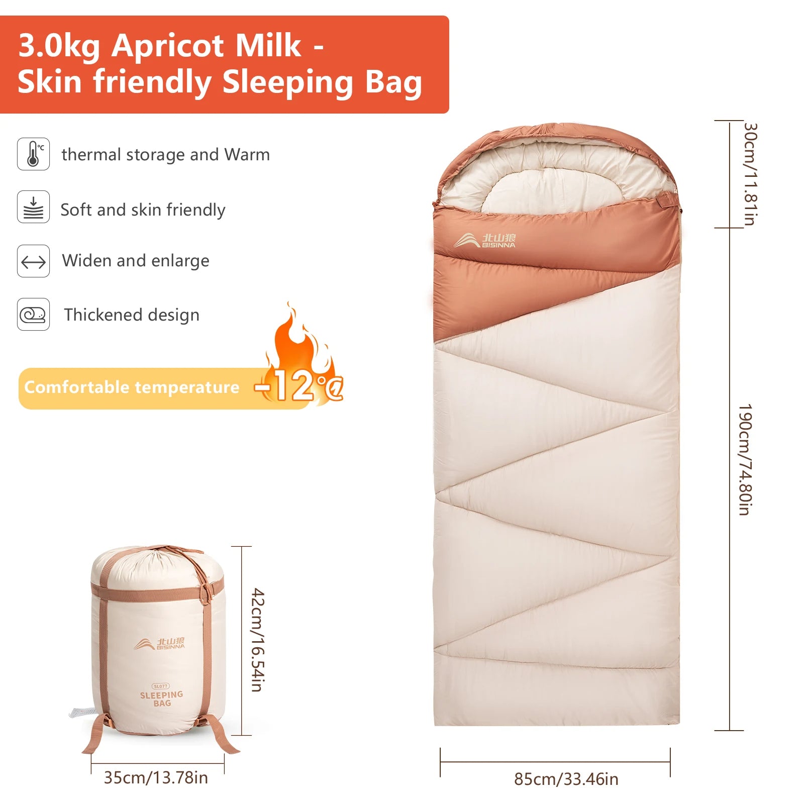 Ultralight Camping Sleeping Bag for 4 Season Use - Warm Cotton 1005008096974559-White-3